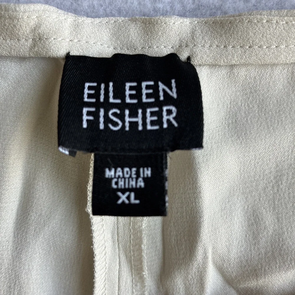 Eileen Fisher Silk Georgette Crepe Pants Womens XL Luxe Trouser Wide Leg *FLAW*